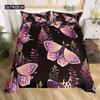 Death Moth Duvet Cover Set Queen Size Gothic Skull Boho Comforter Cover Black and White Skeleton Decorative Soft Bedding Set