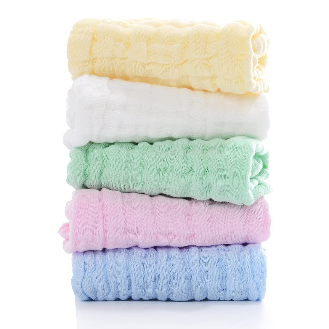 

NiKiBysh Gauze Baby Newborn Baby Bath Mouth Nursing Baby Suitable for Sensitive Set of 5 Handkerchiefs, Towels, Towels, Cloths, Wipes, Bibs,