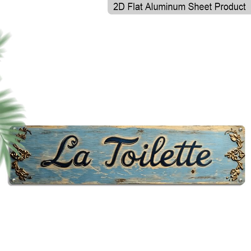 

2D Flat, 1pc, French Rustic La Toilette Aluminium Decorative Sign for Bathroom Decoration, Vintage Style Wall Art for Restroom, Powder Room 40cm x 10cm