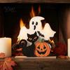 Compact Festive Ornaments Halloween Table Decor, Wooden Black Cat Ghost Pumpkin Decorations Indoor Cute Burr Free Wood Crafts Gifts, Room Decor