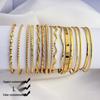 18 Karat Vergoldetes Mehrschichtiges Stapelbares Quadratisches Gedrehtes Edelstahl Armband Set - Elegant, Nicht Verblassend, Modische Anhänger.