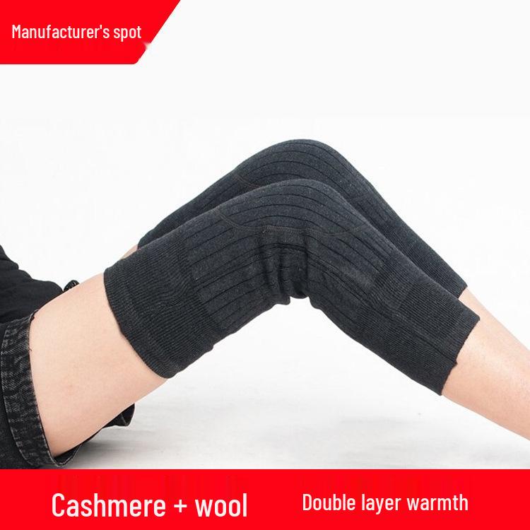 Winter Cashmere Fleece-Lined Knee Pads for Outdoor Cycling - Thick, Warm Protection for Men and Women