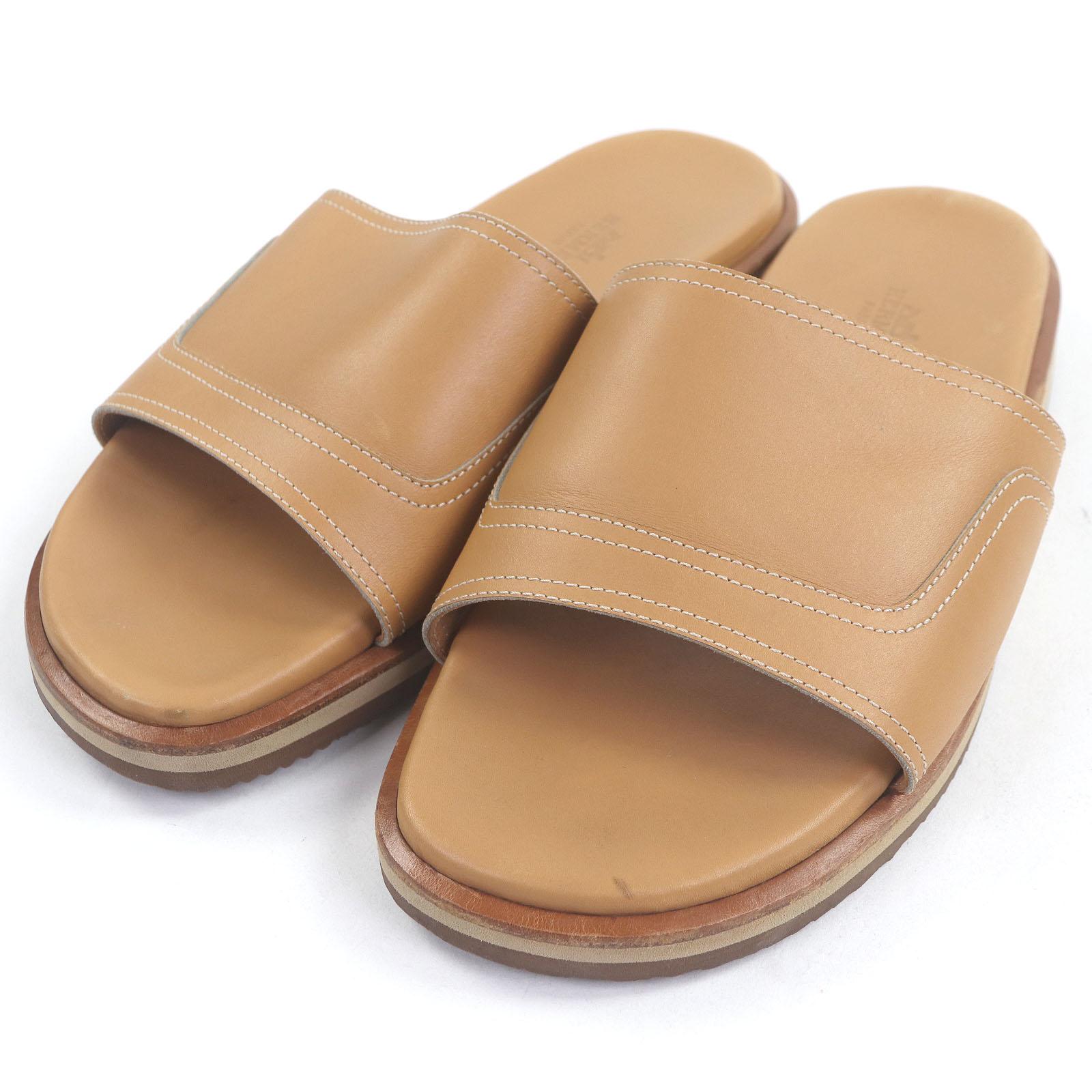 

Очень хорошие сандалии HERMES с прострочкой, душевые сандалии и шлепанцы, бежевые, б/у