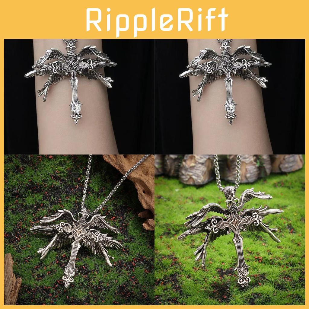 Wing Six Gorgeous Angel Cross Necklace Trendy Geometric Pendant With Durable Alloy Material