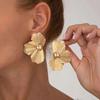 Salircon Exquisite Irregular Half Flower Stud Earrings Women Trendy Elegant Line Petal Earrings Jewelry Accessories Gift New
