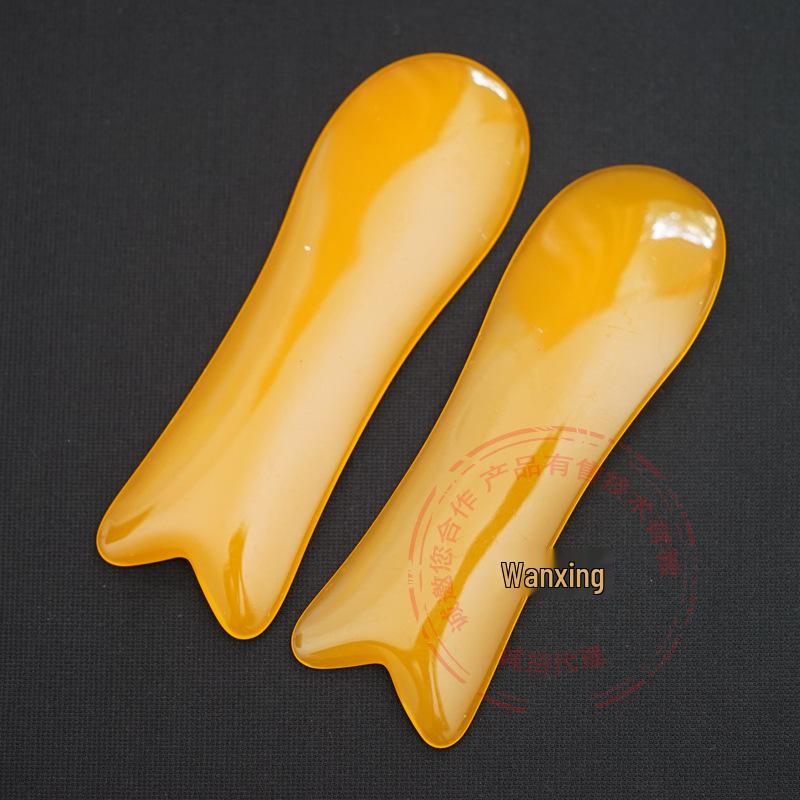 Jade Gua Sha Fish-shaped Face and Body Scraping Board - Transparent Crystal Acupressure Massage Tool.