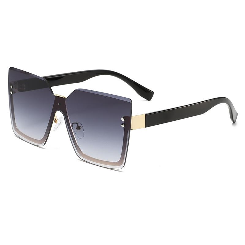 Chic Women's Half-Frame Sunglasses: Oversized, Stylish Design for Square & Round Faces