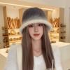 Rabbit Mao Mao bucket hat 2025 new women's autumn and winter big head circumference temperament warm fluffy bucket hat shows small face