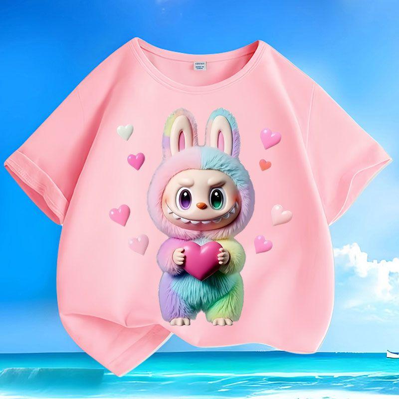 Children's Fashionable Pure Cotton Top, Cute Loose T-shirts for Boys and Girls  Summer