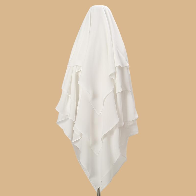 New Poka Khimar Hijab 3 Layer Ramdan Eid Prayer Garment Plain Muslim Long Headcarf Hijabs for Woman Islamic Saudi Turkey Niqab