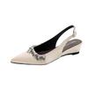 Crystal Women Mid Heels Sandals Wedges Pointed Toe Elegant Summer Woman Shoes 2025 Pumps Sandalias De Mujer