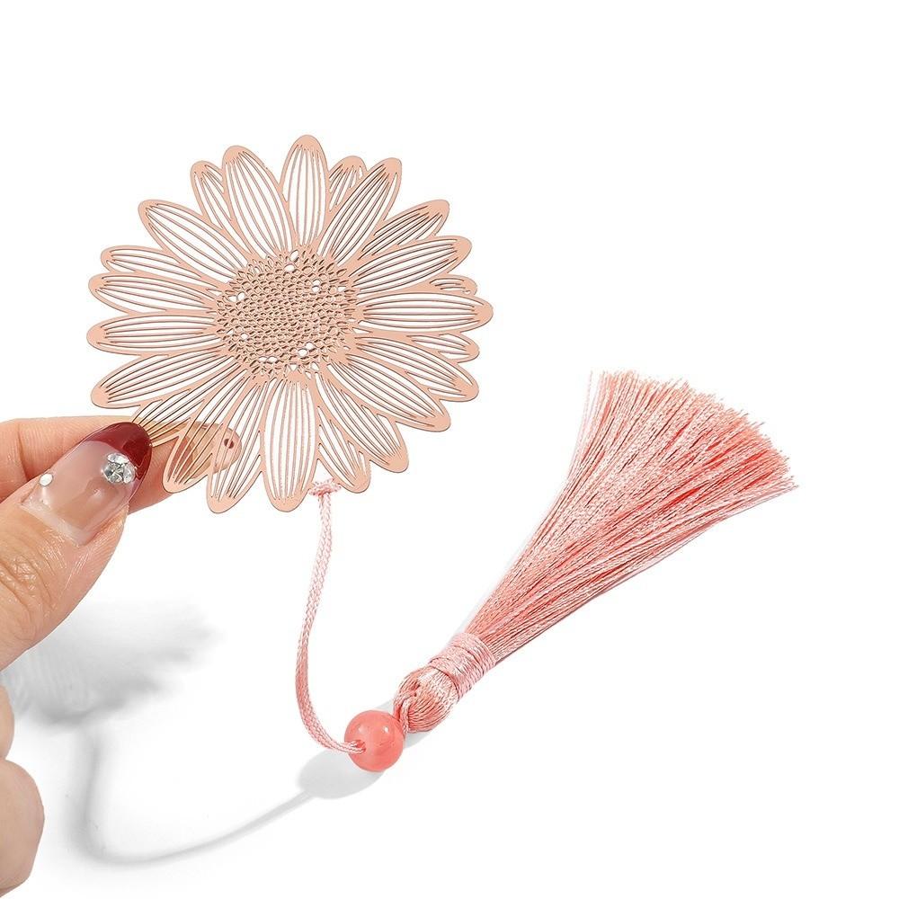 Sunflower Pattern Hollow Tassel Book Markers Leaf Chinese Style Bookmark  Book Marking