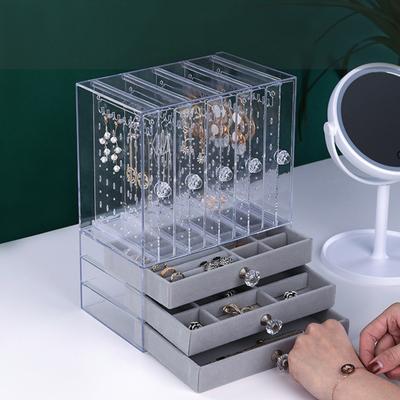 Schmuck Lagerung Rack Transparent Große Kapazität Staubdicht Vertikale Ohrringe Display-ständer Schmuck Lagerung Schublade Box