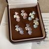 Trendy Color Block Drip Oil Flower Earrings for Women - Versatile, Light Luxury, Fashionable, Commuting Ear Ornaments