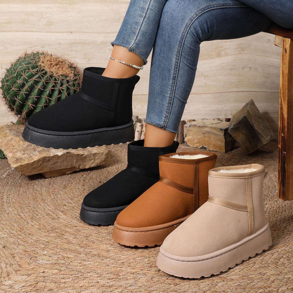 Fashion 2025 New Women Ankle Boots Slip-On Thickened Fluff Shoes Keep Warm Fur Cotton Shoes Woman Thick Plush Platform Snow Boots Women