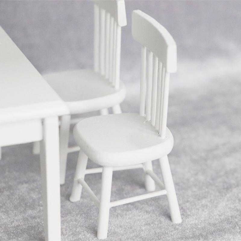 1/12 Dollhouse Kitchen Room Furniture Dining Table/Chair for Doll House Miniature Layout Kids for Play House Toy Micro L