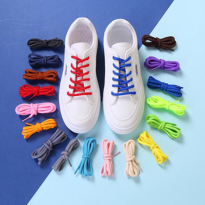 White Polyester Round Shoelaces for Hiking, Dad Sneakers, & Basketball Shoes
