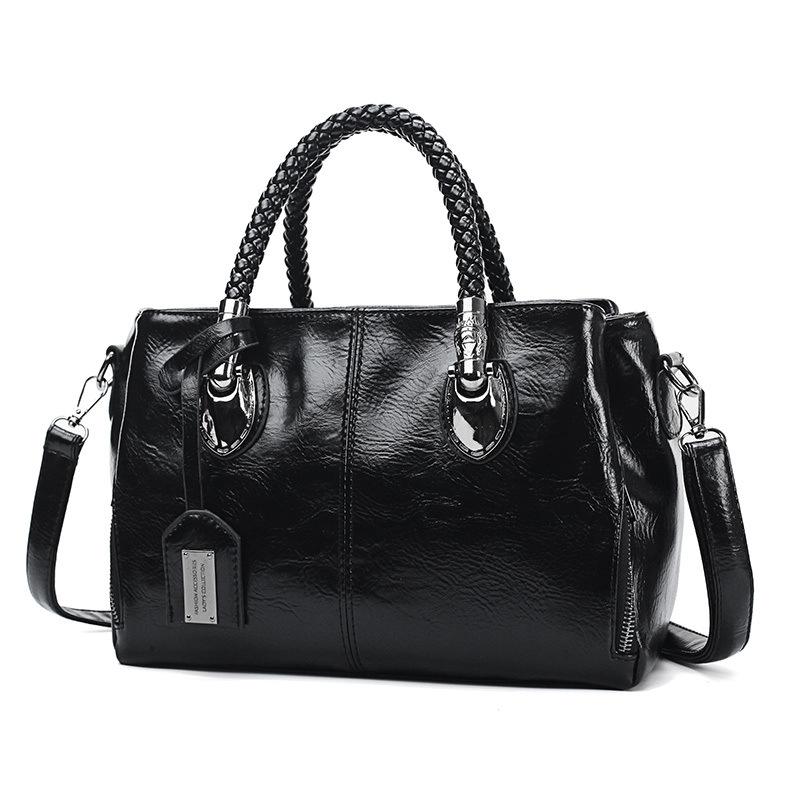 Women Shoulder Bag New Retro Bag Oil Wax PU Leather Handbag Shoulder Crossbody Bag