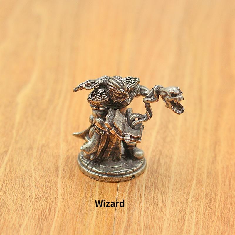 Vintage Dwarf Mage Soldier Model Handmade Toy Table Game Chess Car Carrying Copper Decoration Gift for Boys