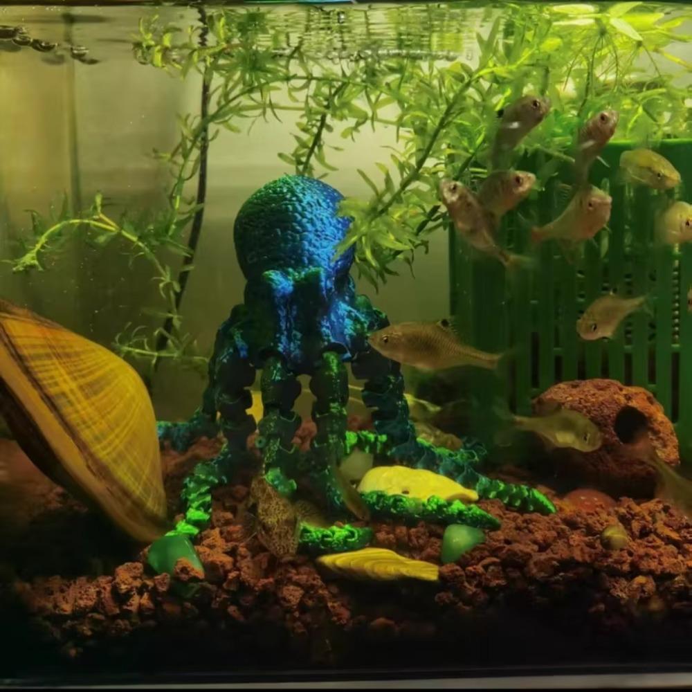 3D Printed Octopus Figurine Flexible Joints Home Office Desktop Decor Ocean Animal Aquarium Fish Tank Octopus Ornaments