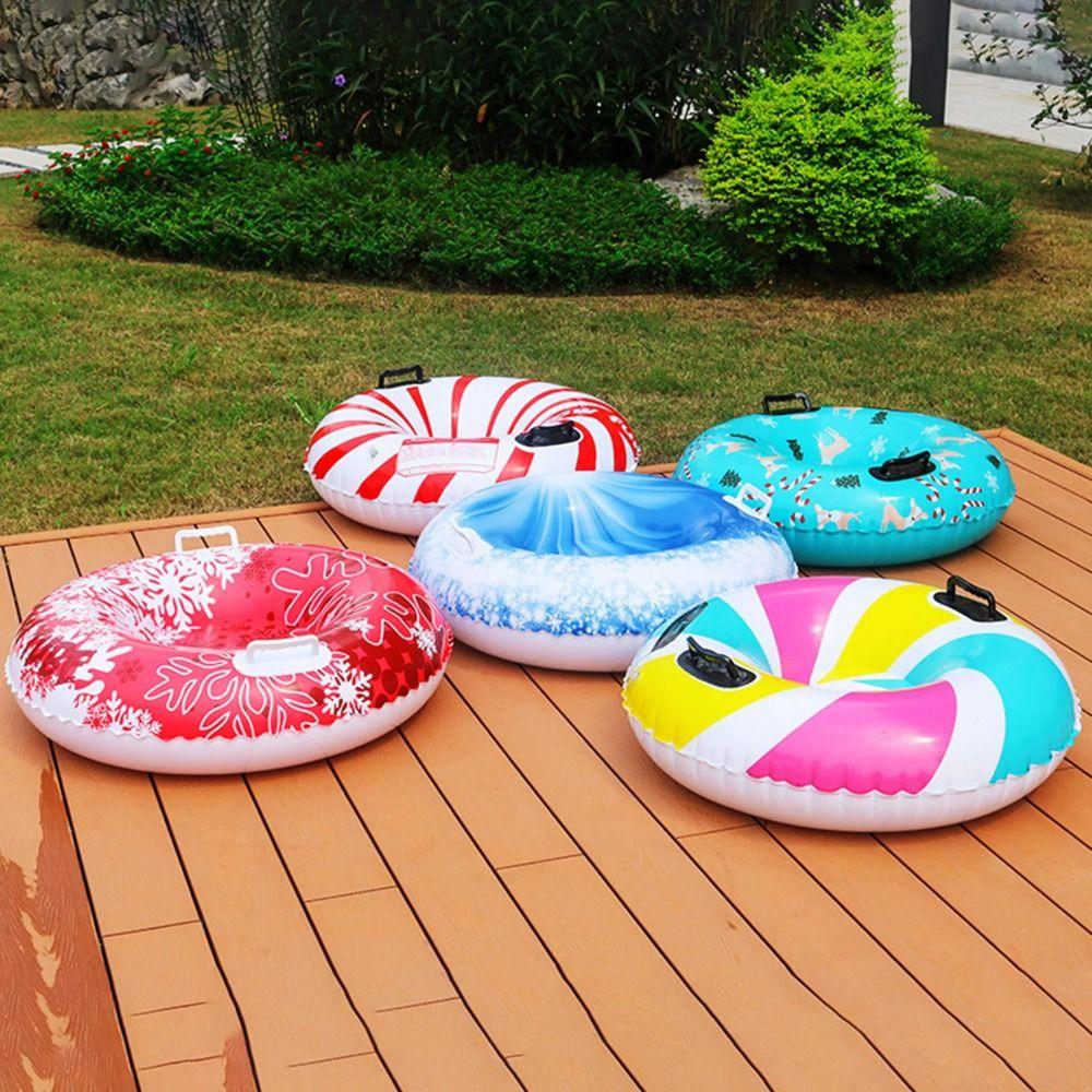 PVC Snow Sledge with Handle Sledding Tube Practical Inflatable Ski Ring  Ski Mat Toy