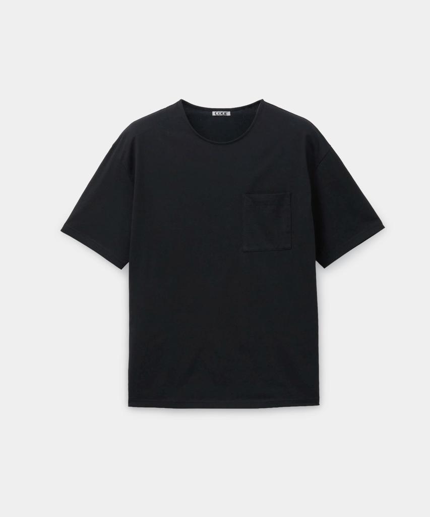 Kueo Supima Cotton Semi-Overfit U-Neck T-Shirt (Black)