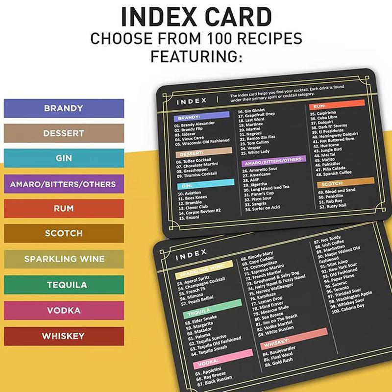 Cocktail Cards: 100 Cocktail Recipes To Master Cocktails In Bartender Flashcard Form With Step By Step Cocktail Instructions