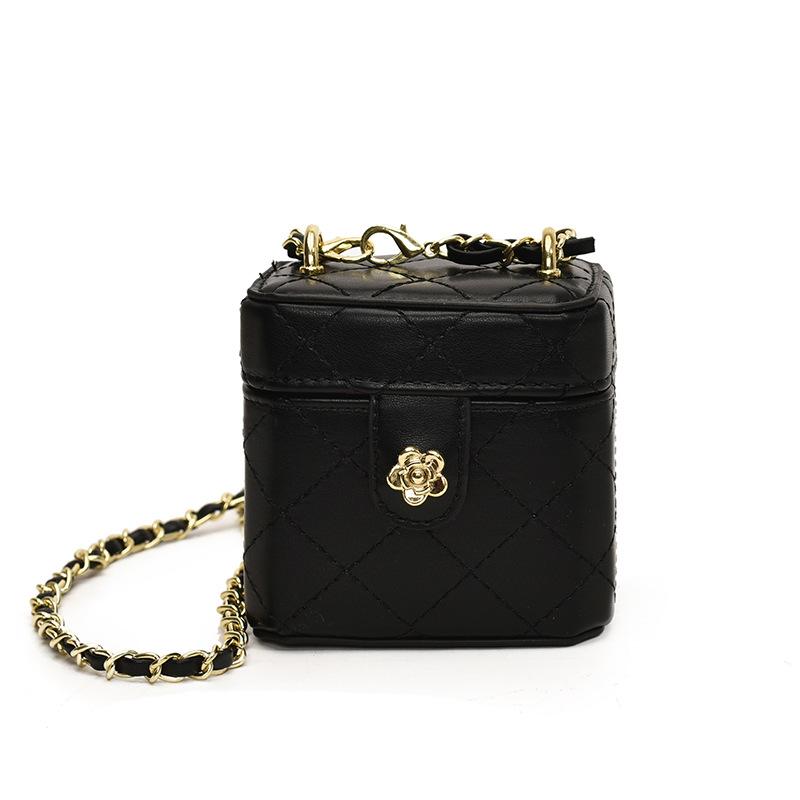 Krabičková taška s trendy diamantovým vzorem Mini dětská crossbody taška s řetízkovým popruhem Dětská taška