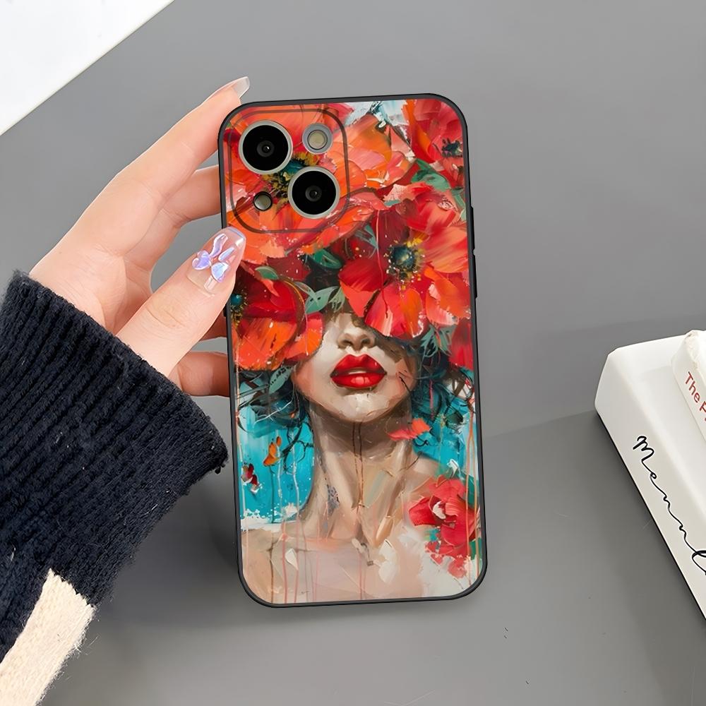 

Abstract Flowers Girl Art Phone Case For Iphone 17 Air 15 Pro Max 14 Pro 16 Plus 12 13 11 Xr X Xs 8 7 Plus Back Cover iPhone14 Pro