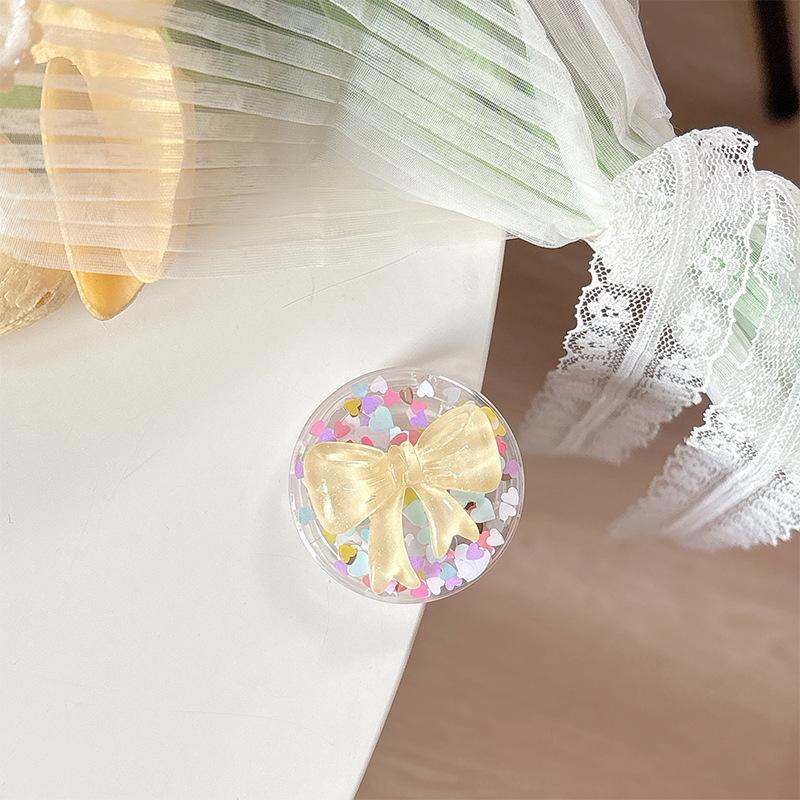 

Colorful Heart Phone Holder with Pearl Ring - Fresh Style for Women