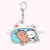 Cute Bubu Dudu Love Keychains Couple Bear Panda Acrylic Keyring for Accessories Bag Pendant Key Chain Jewelry Fans Lovers Gifts