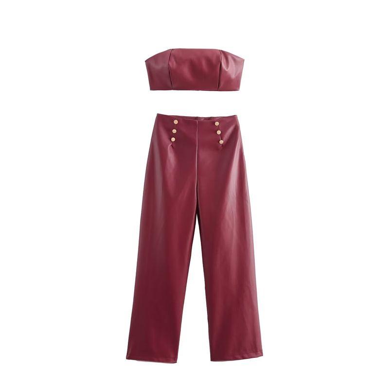 Kaslead New Arrival Women's Clothing Fashion Style Fashion Sexy Tube Top All-Matching Straight Pants Two-piece Set