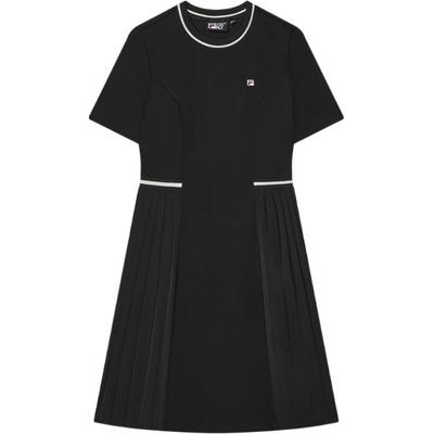 Color Block Ruffled Short Sleeve Dress Women Dresses Black F11W428313F-BK