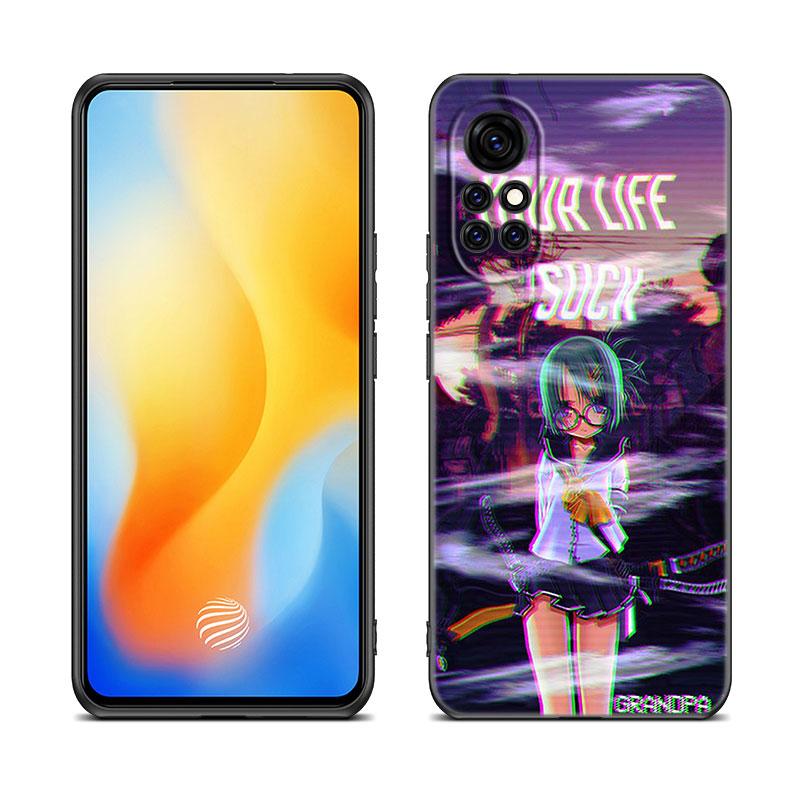 Vaporwave Glitch Anime Soft Case For Huawei NOVA 8 9 Pro 8i 7i 7SE Y60 5T Mate 40 30 20 10 Lite Honor 50 30 Premium Pro Plus 30S