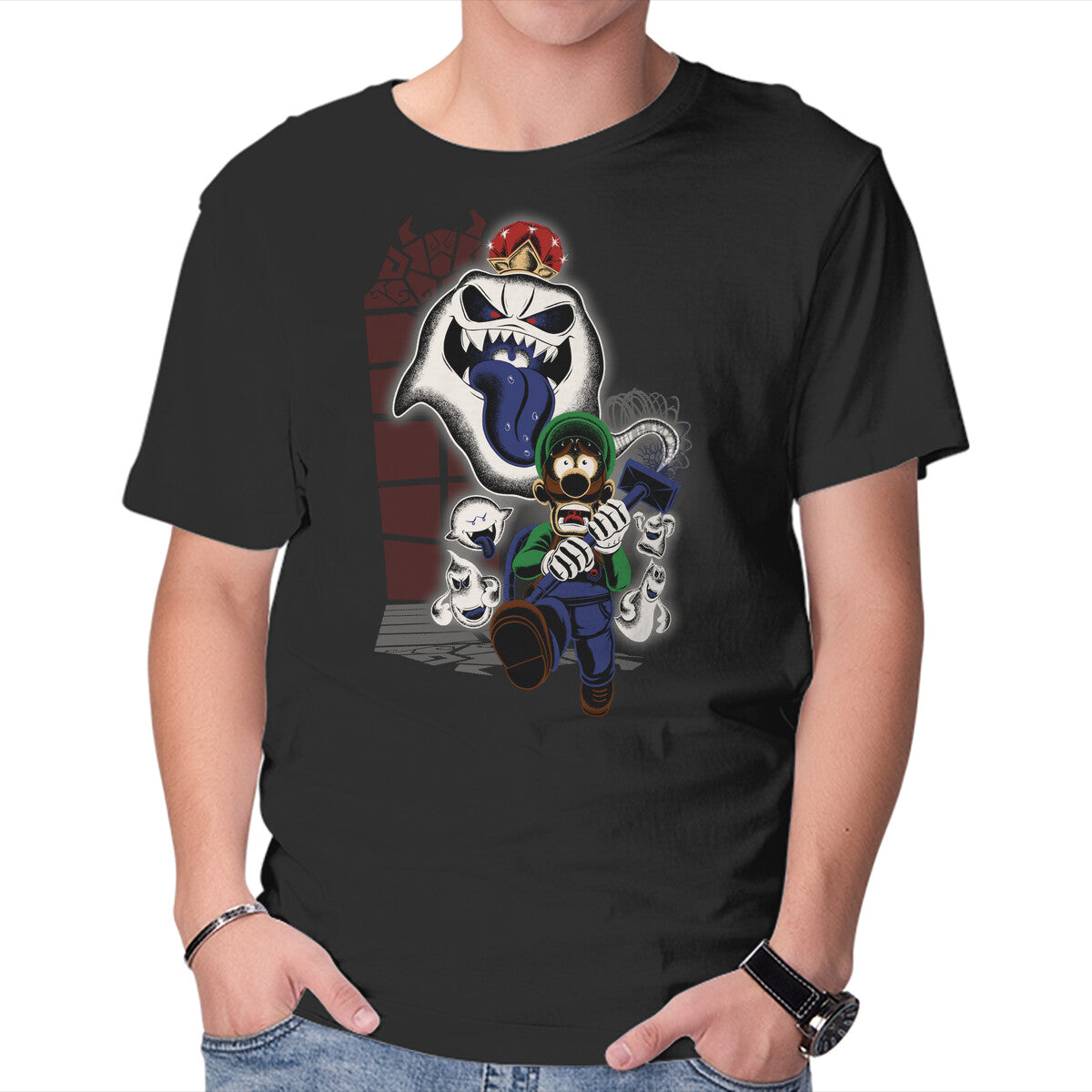 Unisex Crew Neck T-Shirt Mansion Ghost Graphic Short Sleeve Casual Tee XS