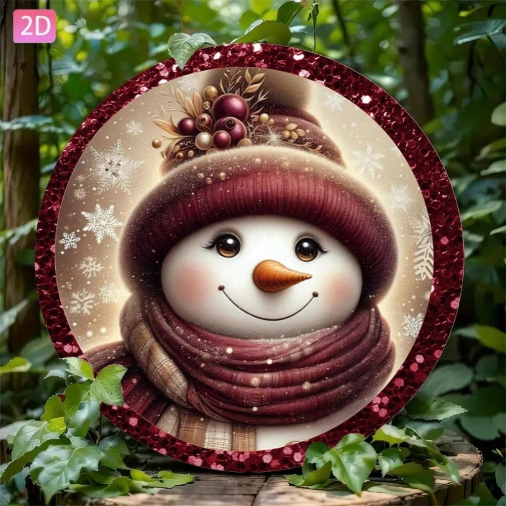 Vintage Snowman Tin Sign Wall Art 2D Flat Metal Christmas Decor for Garden Bar Cafe Holiday