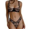 Mesh embroidery positioning flower splicing sexy lingerie women