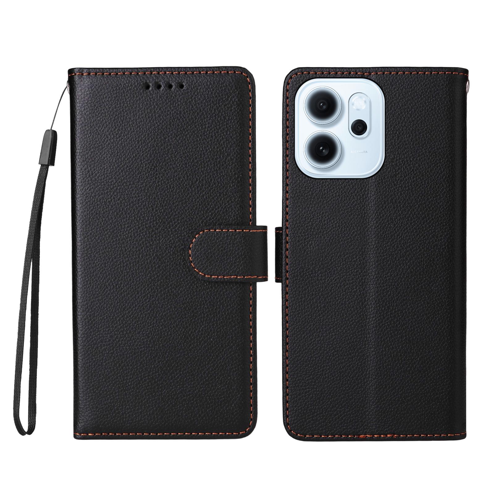 For Oppo Reno15 F 5G Case RFID Blocking 3 Card Slots PU Leather Phone Cover with Wrist Strap
