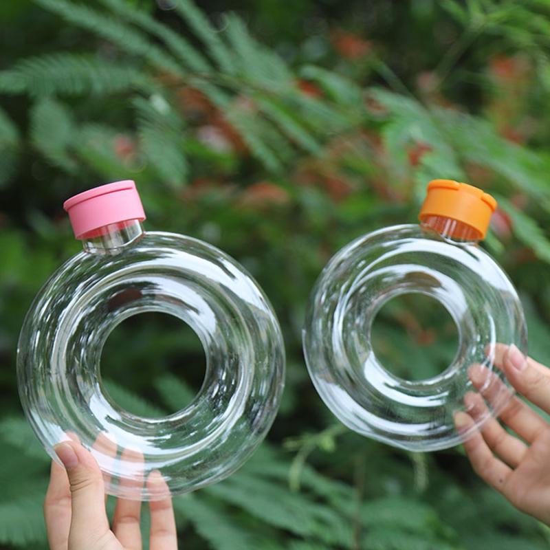 350Ml Cute Donut Kids Water Bottle Leak-Proof Travel Cup Children Anti Fall Transparent Drinking Bottle Sports Water Bottle