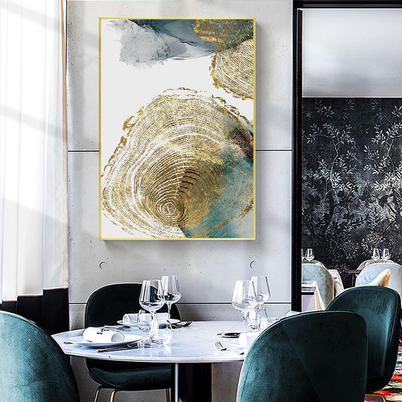 Modern Abstract Gold Green Leaf Trail Annual Ring Poster Canvas Painting Wall Art Prints Picture Living Room Bedroom Home Decor