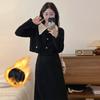 Real Shot of Autumn and Winter Corduroy Plus Velvet Large Size Small Fragrance Style Lapel Jacket High Waist Skirt Two-piece Set