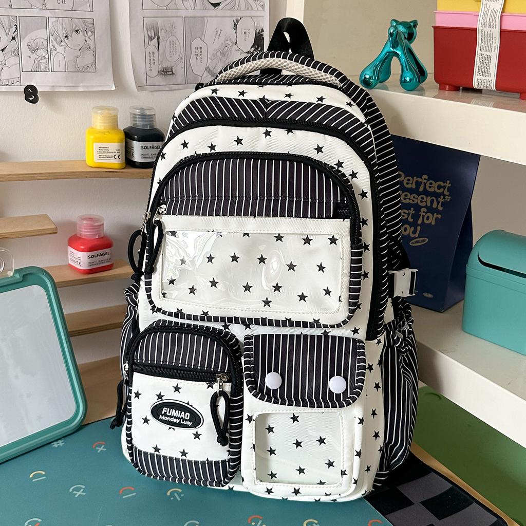 Schoolbag New Schoolbag Female Japanese Ins Cute Dopamine Contrasting Color College Style Primary and Secondary School Students Multi-compartment 