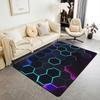 Tech Glow Hexagon Themed Rug,Anti-Slip Mat with Blue Green Neon Honeycomb for Living Room Game Room,Futuristic Decorative Carpet