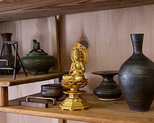 15cm Seishi Bodhisattva Buddhistische Statue (Vergoldet/24 Karat Gold) vom Bildhauer: Shuun Makita. Originalmodell (Jahr des Pferdes). Tierkreis-Schutzgott. T.
