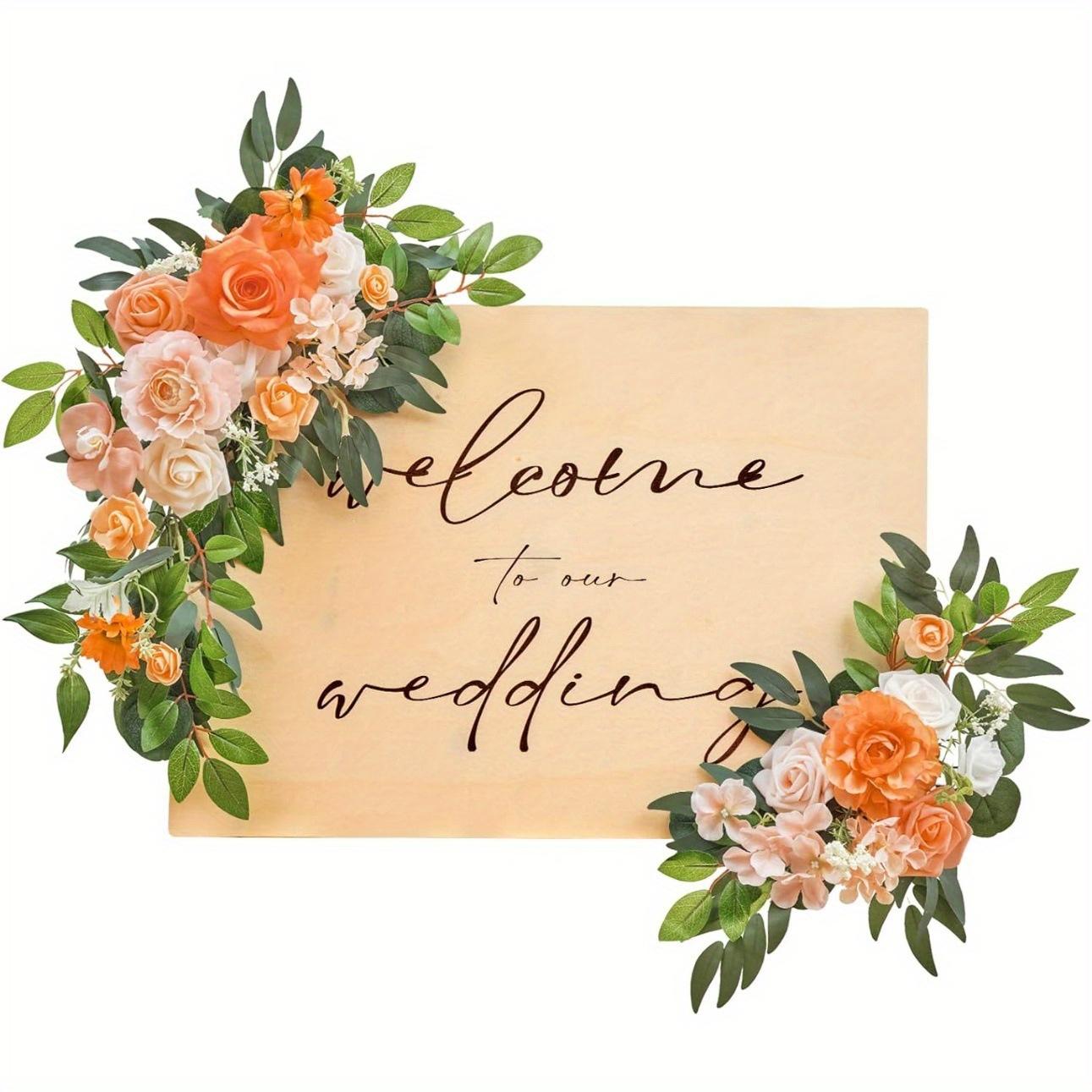 

2Pcs Simulation Wedding Rose Green Plant Welcome Door Lintel Flower for Outdoor Wedding Ceremony Reception Entrance Party Banquet Wall Decoration