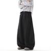 Mens Black Wide Leg Denim Pants Loose Fit Straight Cut Casual Trousers With Slight Stretch
