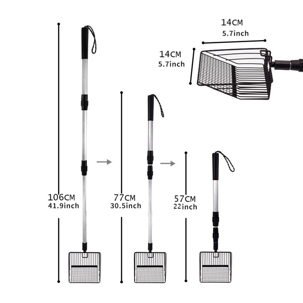 Litter Scooper Sifting Cat Litter Box Scooper Shovel Long Handle Poop Cleaning Sifter Shovel For Household Small Space Living