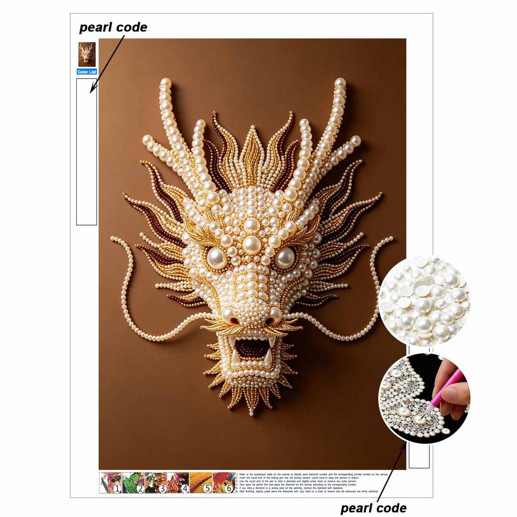 DIY Pearl Diamond Art Painting Kits for Adult and Beginners, Majestic Dragon Sparkling Painting Craft Home Wall Decor Handmade Gift