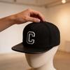 Black Letter C Baseball Cap With Wide Brim And Airflow Design For Outdoor Activities And Daily Use