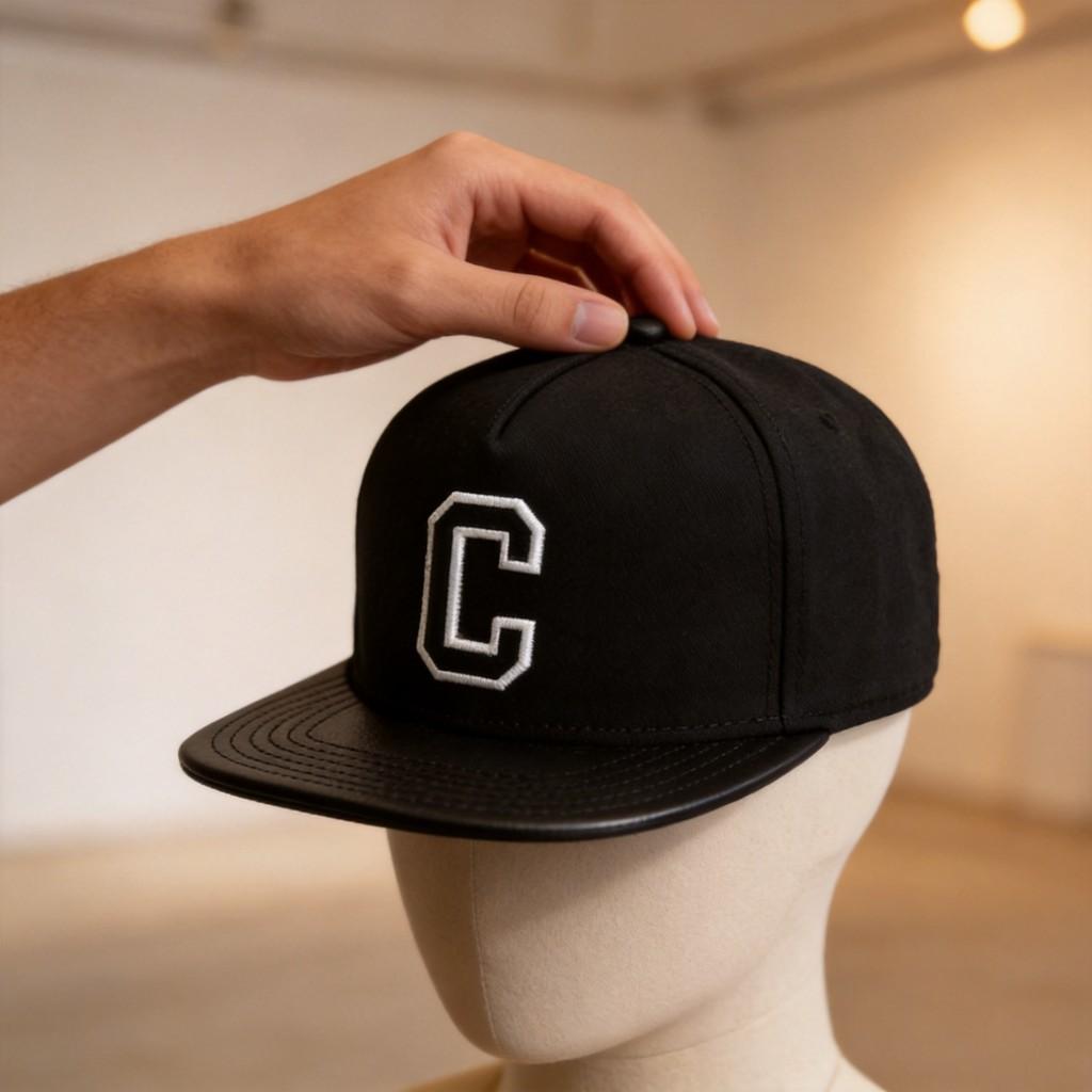 Black Letter C Baseball Cap With Wide Brim And Airflow Design For Outdoor Activities And Daily Use